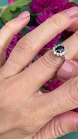Vintage Sapphire & Diamond 18ct White Gold Cluster Ring (0.70cts)