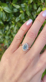 Aquamarine & Diamond 18ct Gold Marquise Cluster Ring