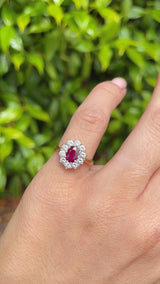 Vintage 1993 Ruby & Diamond Gold Cluster Ring
