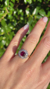 Vintage Ruby & Vari-Cut Diamond 18ct Gold Cluster Ring