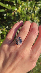 Vintage 1977 Sapphire & Diamond 18ct White Gold Cluster Ring