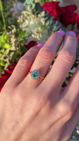 Vintage 1985 Emerald & Diamond 18ct Gold Cluster Ring