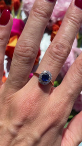Edwardian Sapphire & Diamond 18ct Gold Platinum Cluster Ring