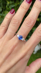 Ceylon Sapphire & Diamond 18ct White Gold Three-Stone Engagement Ring (1.10cts)