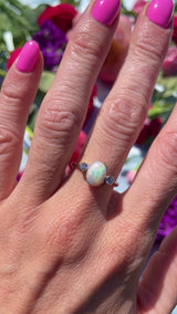 Art Deco Opal & Diamond 18ct Gold Platinum Three-Stone Bezel Ring