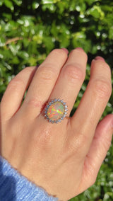 Vintage Opal & Diamond 18ct Gold Cluster Engagement Ring