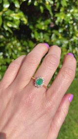 Vintage Natural Emerald & Diamond 18ct Gold Cluster Ring (0.85ct)