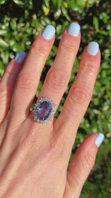 Vintage 1999 Sapphire & Diamond 18ct Gold Cluster Engagement Ring (9.03ct)