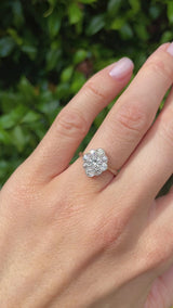 Art Deco Old-European Diamond 18ct Gold & Platinum Cluster Ring