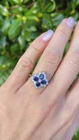 Vintage Sapphire & Diamond 18ct White Gold Cluster Ring