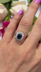 Antique Edwardian Sapphire & Diamond 18ct Gold Cluster Ring