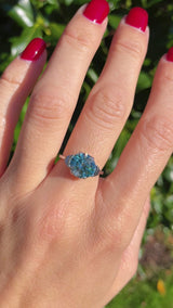 Blue Zircon 9ct White Gold Single-Stone Ring (4.40ct)