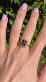 Vintage 1978 Andalusite & Diamond 18ct Gold Cluster Ring