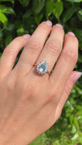 Aquamarine & Diamond 9ct Gold Pear-Shaped Cluster Ring