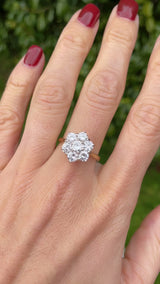 Vintage 1980 18ct Gold Diamond Daisy Cluster Ring (1.92cts)