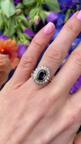 Vintage Sapphire & Diamond 18ct Gold Oval Cluster Ring (3.15cts)