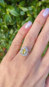 Vintage Fancy Yellow Diamond 18ct Gold Pear Cluster Engagement Ring (0.85ct)