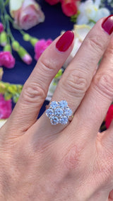 Vintage Diamond 18ct White Gold Daisy Cluster Engagement Ring (2.30cts)