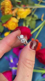 Art Deco Diamond Platinum Toi et Moi Crossover Engagement Ring