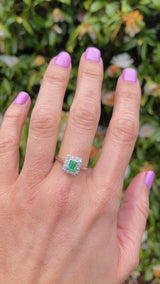 Art Deco Emerald & Diamond Platinum Engagement Ring