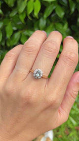 Edwardian Style Aquamarine & Diamond Daisy Cluster Ring