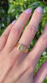 Antique 18ct Gold Diamond Starburst Gypsy Ring - London 1932