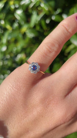 Edwardian Ceylon Sapphire & Diamond 18ct Gold Daisy Ring