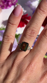 Vintage 1986 Andalusite & Diamond 18ct Gold Ring By Garrard