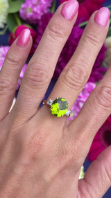 Peridot & Diamond 18ct Gold Three-Stone Trilogy Ring (5.13cts)