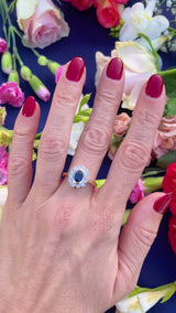 Vintage Millennium Sapphire & Diamond 18ct Gold Cluster Engagement Ring