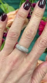 Vintage 1999 Diamond Pavé Set 18ct Gold Wide Band Dome Ring