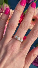 Antique Victorian Three-Stone Opal & Diamond 18ct Gold Ring