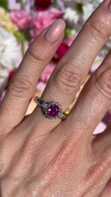 Pink Sapphire & Vari-Cut Diamond Platinum Cluster Ring