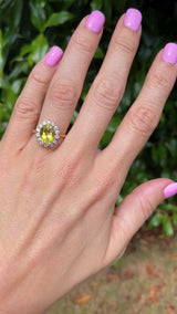 Vintage 1989 Chrysoberyl & Diamond 18ct Gold Cluster Ring by Alabaster and Wilson