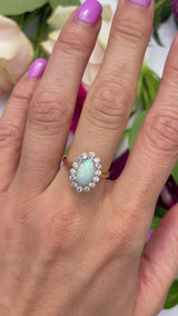 Opal & Diamond 18ct Gold Marquise Cluster Engagement Ring