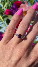 Vintage Ruby & Old-Cut Diamond 18ct Gold Three-Stone Engagement Ring