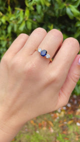 Vintage Sapphire & Diamond 18ct Gold Three Stone Trilogy Engagement Ring
