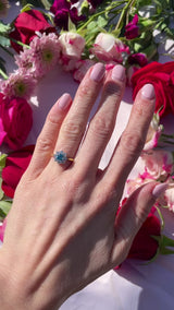 Vintage 1989 Fancy Coloured Blue Diamond & Diamond 18ct Gold Daisy Cluster Ring