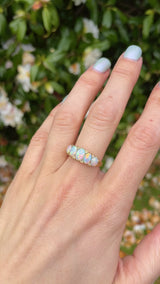Vintage 1990 Opal & Diamond 18ct Gold Five-Stone Ring