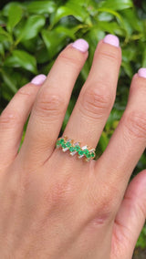 Vintage Emerald & Diamond 18ct Gold Band Ring