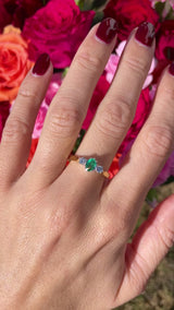 Vintage Oval-Cut Emerald & Diamond 18ct Gold Three-Stone Engagement Ring