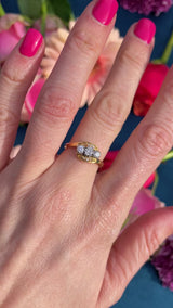 Vintage 1990 Diamond 18ct Gold Three-Stone Crossover Engagement Ring