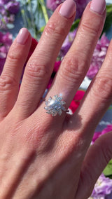 Vintage Brilliant & Marquise-Cut Diamond Platinum Cluster Engagement Ring (2.10cts)