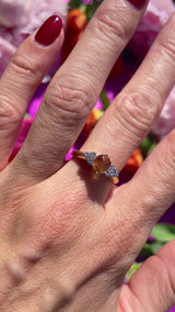 Vintage Spessartine Garnet & Diamond 18ct Gold Seven-Stone Ring