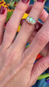 Victorian Opal & Old-Cut Diamond 18ct Gold Triple Cluster Ring By Alabaster & Wilson