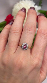 Edwardian Style Pink Topaz & Diamond Daisy Cluster Ring