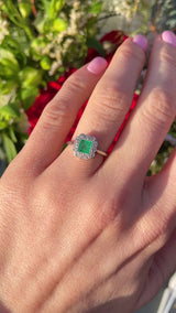 Art Deco Emerald & Diamond 18ct White Gold Platinum Ring