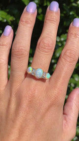 Edwardian Opal & Diamond Carved Half-Hoop Ring