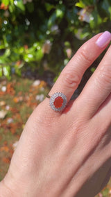 Vintage 1992 Fire Opal & Diamond 18ct Gold Cluster Ring