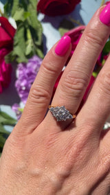 Vintage 1984 Diamond 18ct Gold Nine-Stone Cluster Ring (0.85cts)